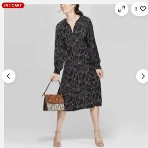 A New Day leaf print button front dress